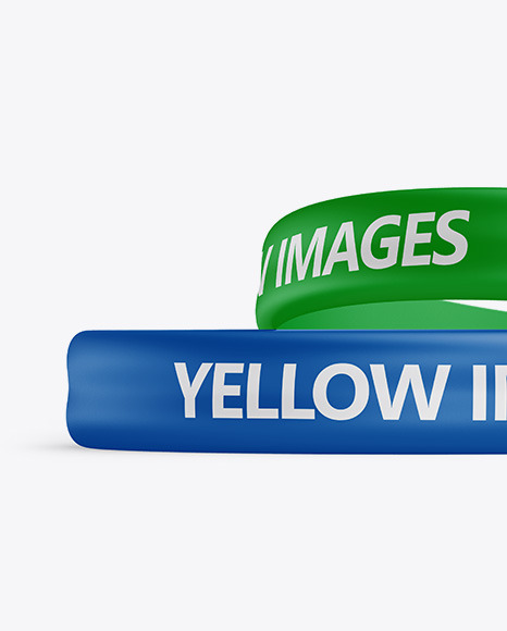 Two Glossy Silicone Wristbands Mockup