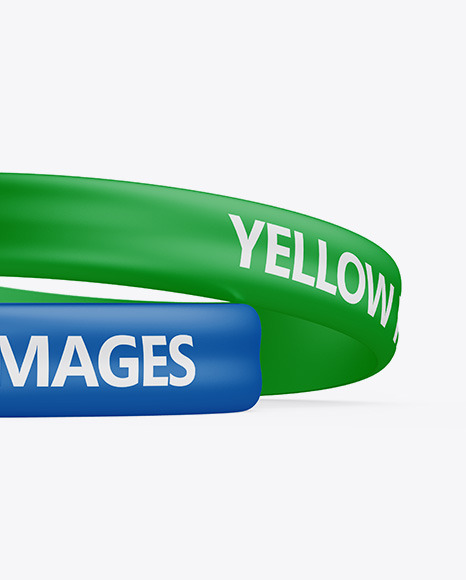 Two Glossy Silicone Wristbands Mockup