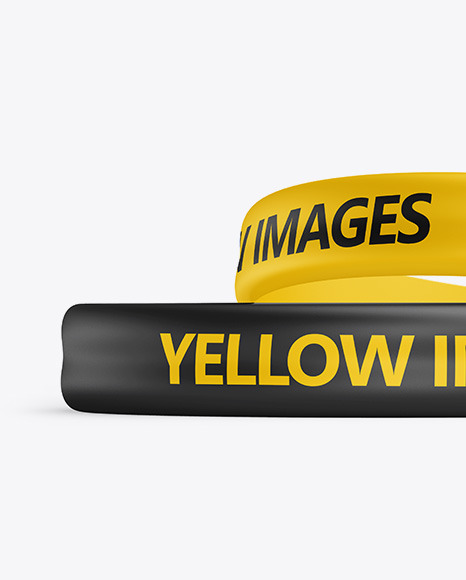 Two Glossy Silicone Wristbands Mockup