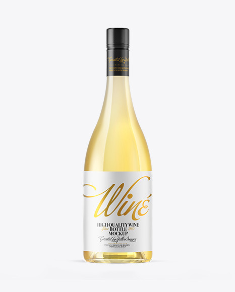 Clear Glass White Wine Bottle Mockup