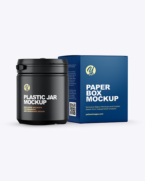 Matte Plastic Jar w/ Box Mockup