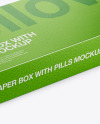 Paper Glossy Pills Box Mockup - Halfside View (High Angle Shot)