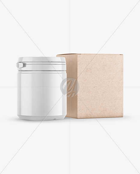 Plastic Jar w/ Kraft Box Mockup