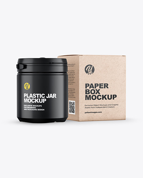 Plastic Jar w/ Kraft Box Mockup