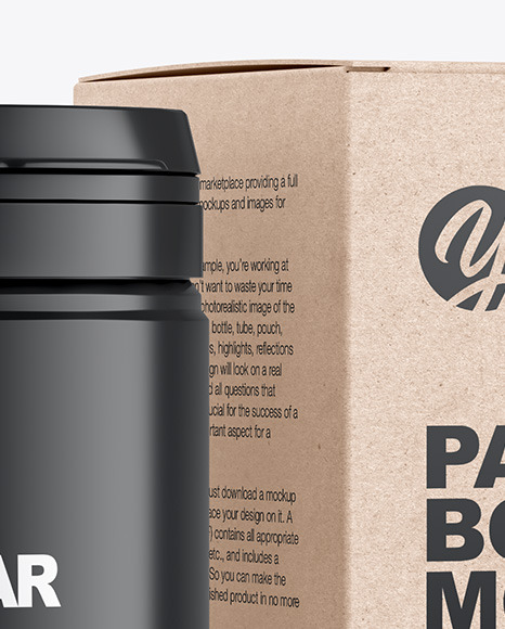 Plastic Jar w/ Kraft Box Mockup