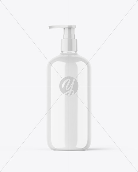 Clear Cosmetic Bottle with Pump Mockup