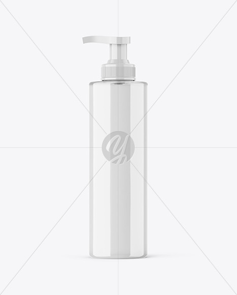 Clear Cosmetic Bottle with Pump Mockup Clear Cosmetic Bottle with Pump Mockup