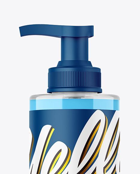 Clear Cosmetic Bottle with Pump Mockup Clear Cosmetic Bottle with Pump Mockup