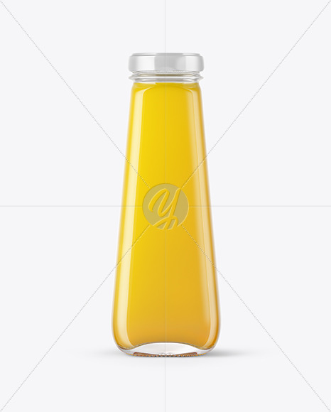 Clear Glass Bottle with Orange Juice Mockup