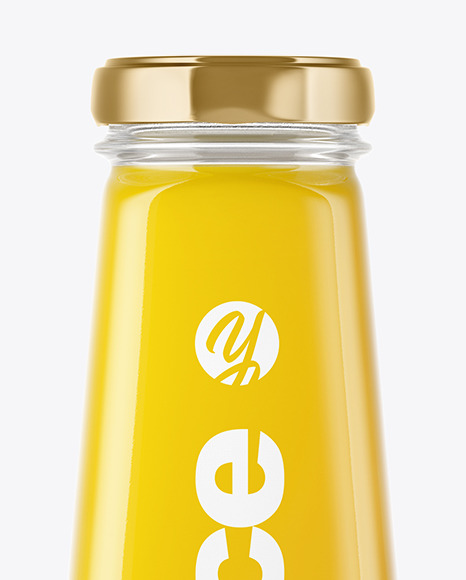 Clear Glass Bottle with Orange Juice Mockup