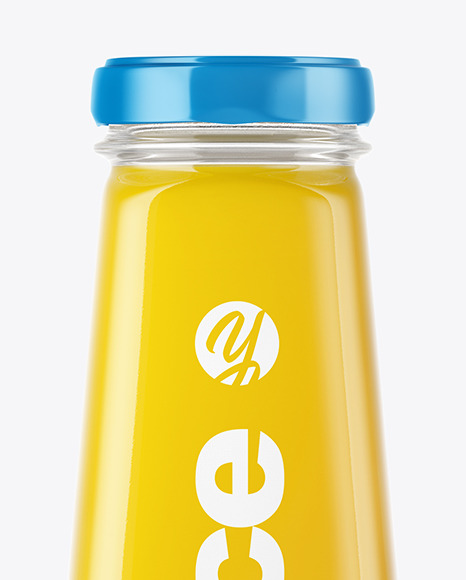 Clear Glass Bottle with Orange Juice Mockup