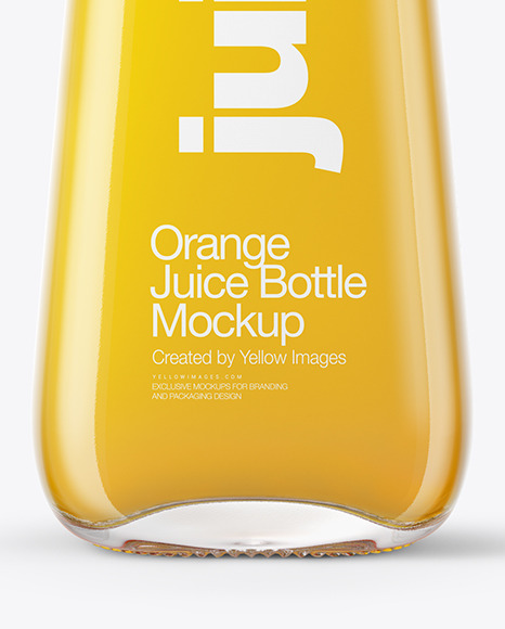 Clear Glass Bottle with Orange Juice Mockup