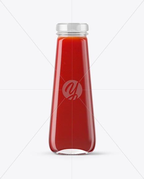 Clear Glass Bottle with Tomato Juice Mockup