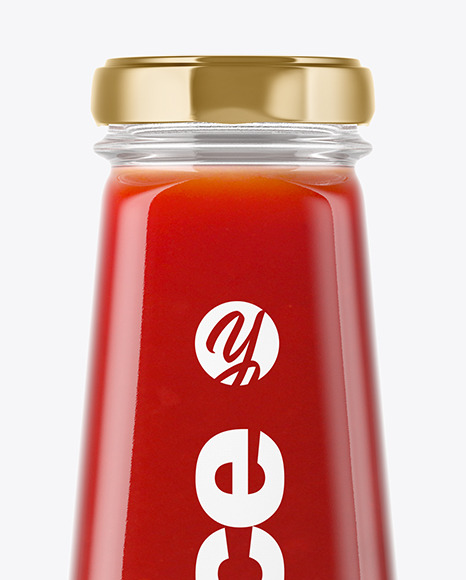 Clear Glass Bottle with Tomato Juice Mockup