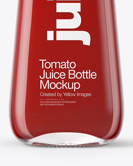 Clear Glass Bottle with Tomato Juice Mockup