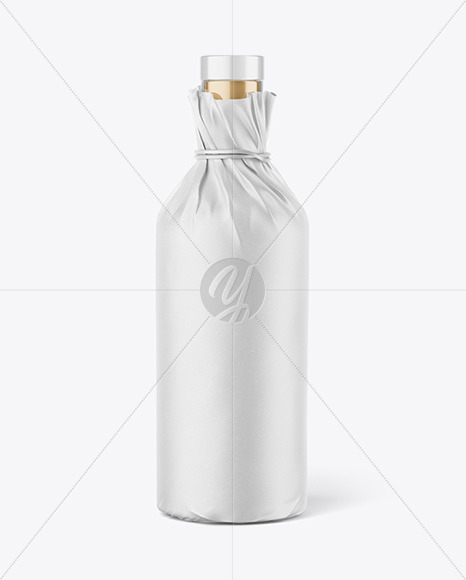 Vodka Bottle in Paper Wrap Mockup