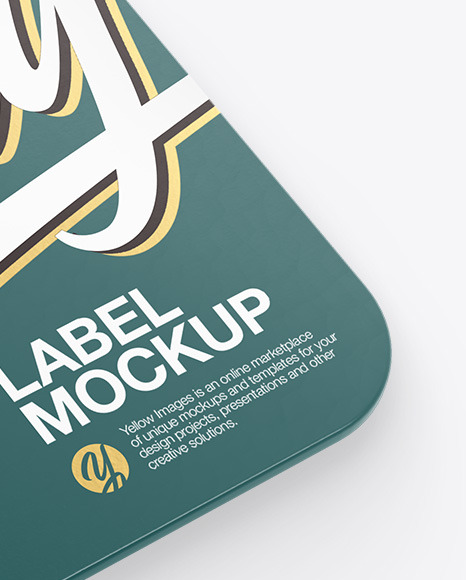 Square Label With Rope Mockup - Half Side View