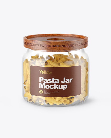 Glass Jar with Pasta Mockup - Ruote+Pasta+with+Paper+Label+Mockup+-+Front+View+Packaging+...