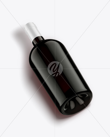 Antique Green Glass Bottle With Red Wine Mockup