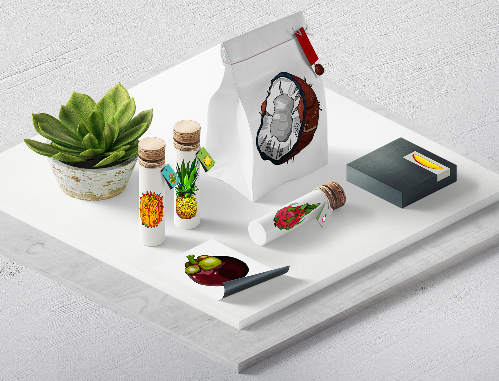 Collection of exotic fruits vector Collection of exotic fruits vector
