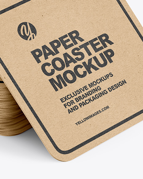 Stack of Kraft Paper Beverage Coasters Mockup