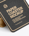 Stack of Kraft Paper Beverage Coasters Mockup