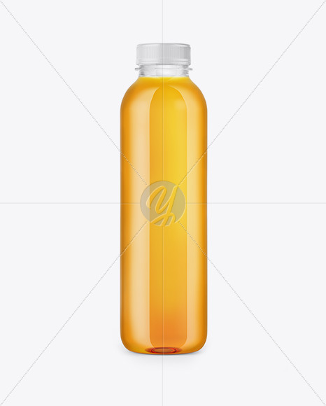 Clear Bottle with Apple Juice Mockup