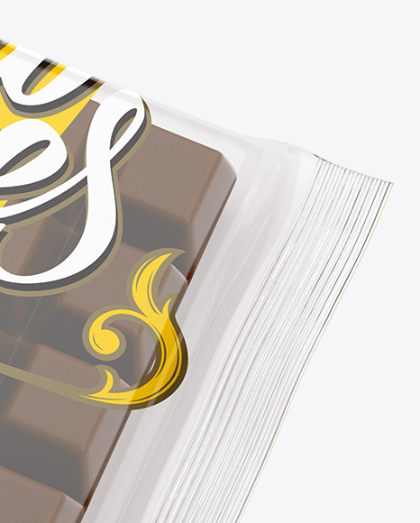 Glossy Square Chocolate Bar Mockup - Halfside View (High-Angle Shot