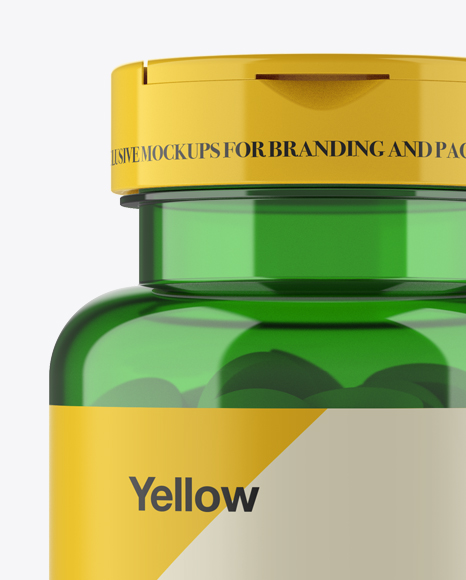 Green Pill Bottle Mockup - Front View