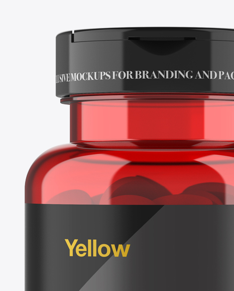 Red Pill Bottle Mockup - Front View