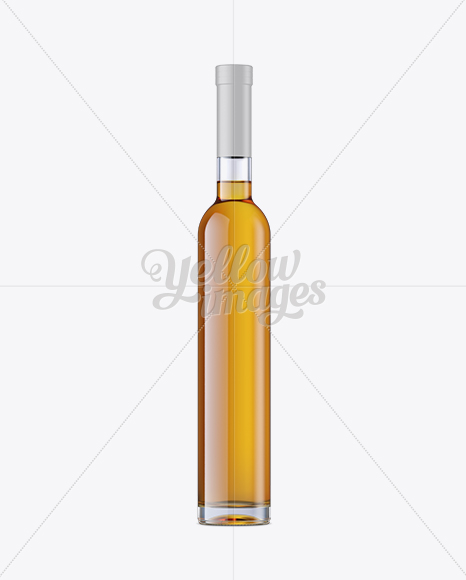 Glass Bottle w/ Whiskey Mockup - Front View