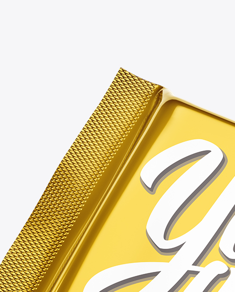 Metallic Square Chocolate Bar Mockup - Halfside View (High-Angle Shot)