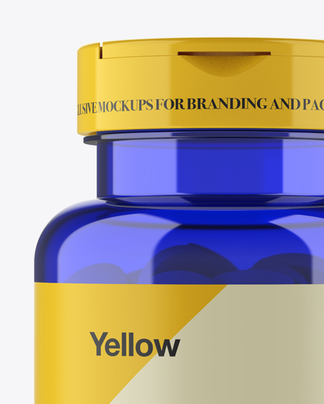 Blue Pill Bottle Mockup - Front View Blue Pill Bottle Mockup - Front View
