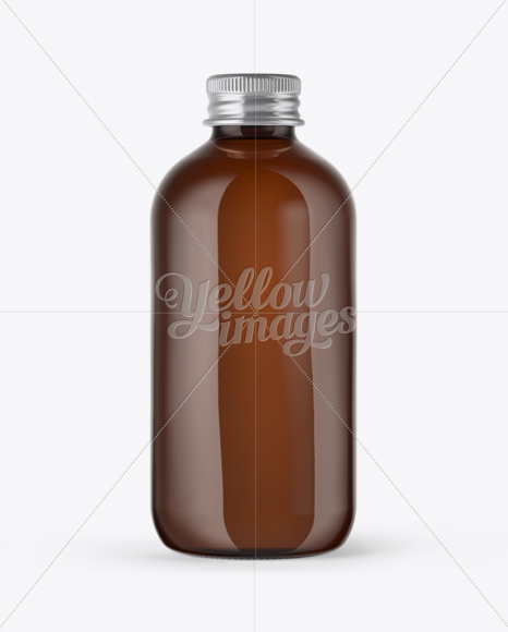 Amber Glass Bottle w/ Metal Cap Mockup