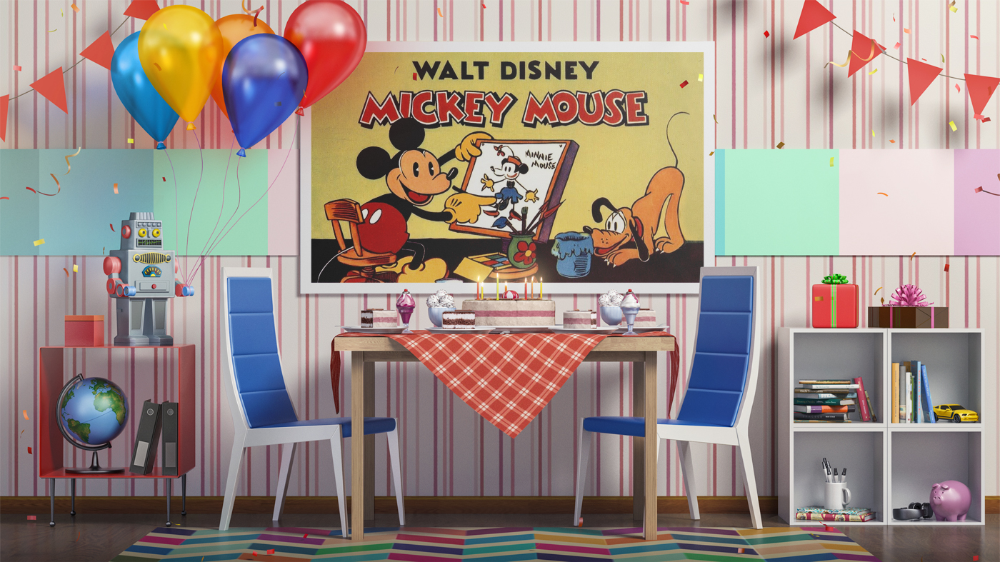 Poster in the Birthday Interior Room Mockup