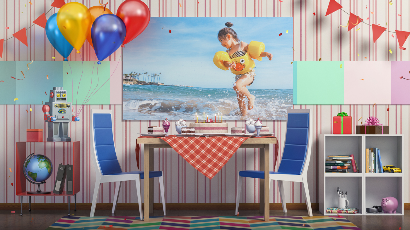 Poster in the Birthday Interior Room Mockup