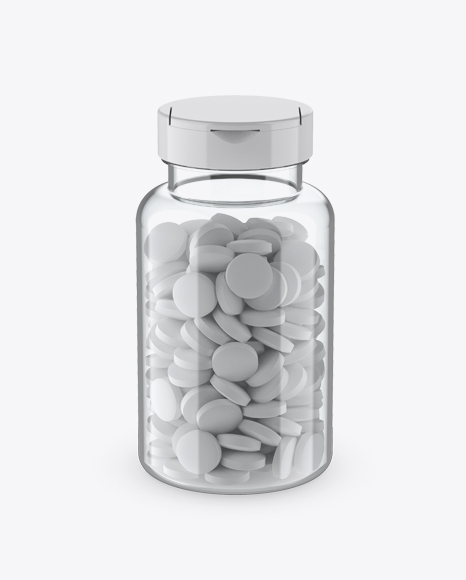 Clear Pill Bottle Mockup (High-Angle Shot)