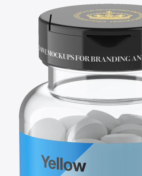 Clear Pill Bottle Mockup (High-Angle Shot)