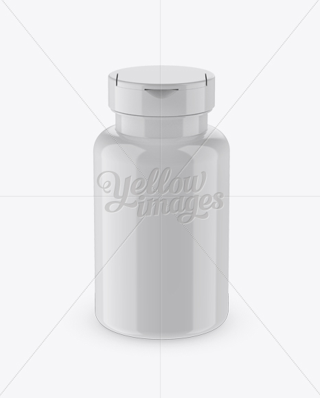 Glossy Pill Bottle Mockup (High-Angle Shot)