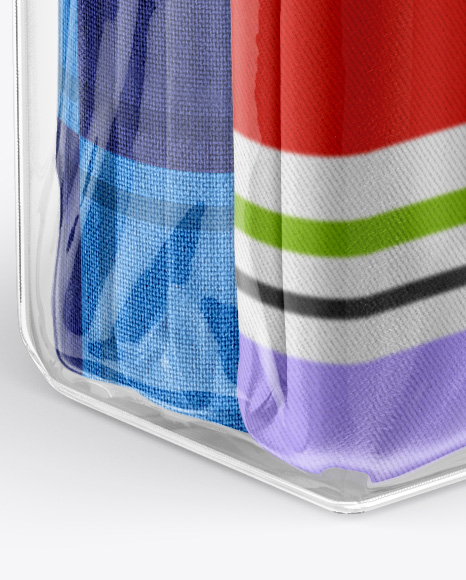 Clear Vinyl Bag w/ Bed Linen Mockup - Halfside View