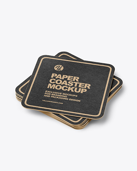 Stack of Kraft Paper Beverage Coasters Mockup