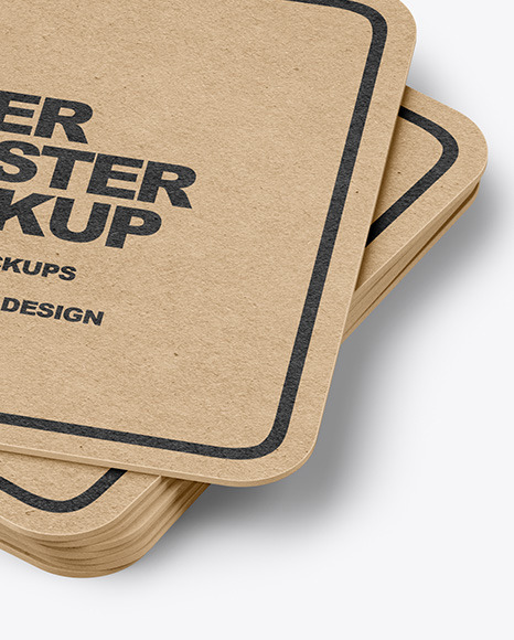 Stack of Kraft Paper Beverage Coasters Mockup