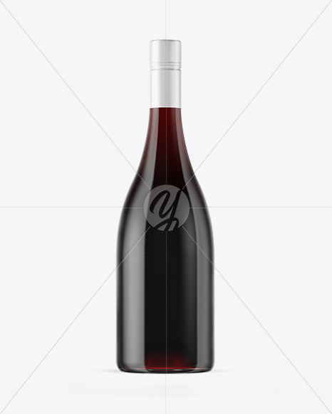 Clear Glass Red Wine Bottle Mockup