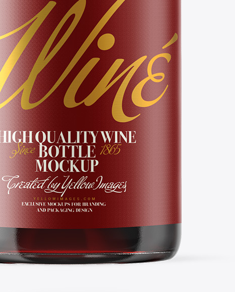 Clear Glass Red Wine Bottle Mockup