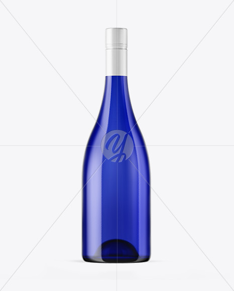 Blue Glass Wine Bottle Mockup