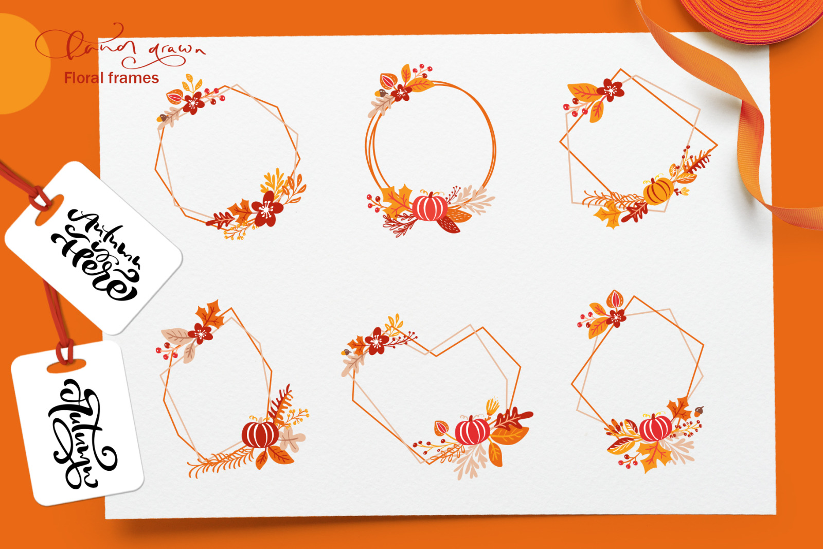 Autumn vector calligraphy &amp; floral elements