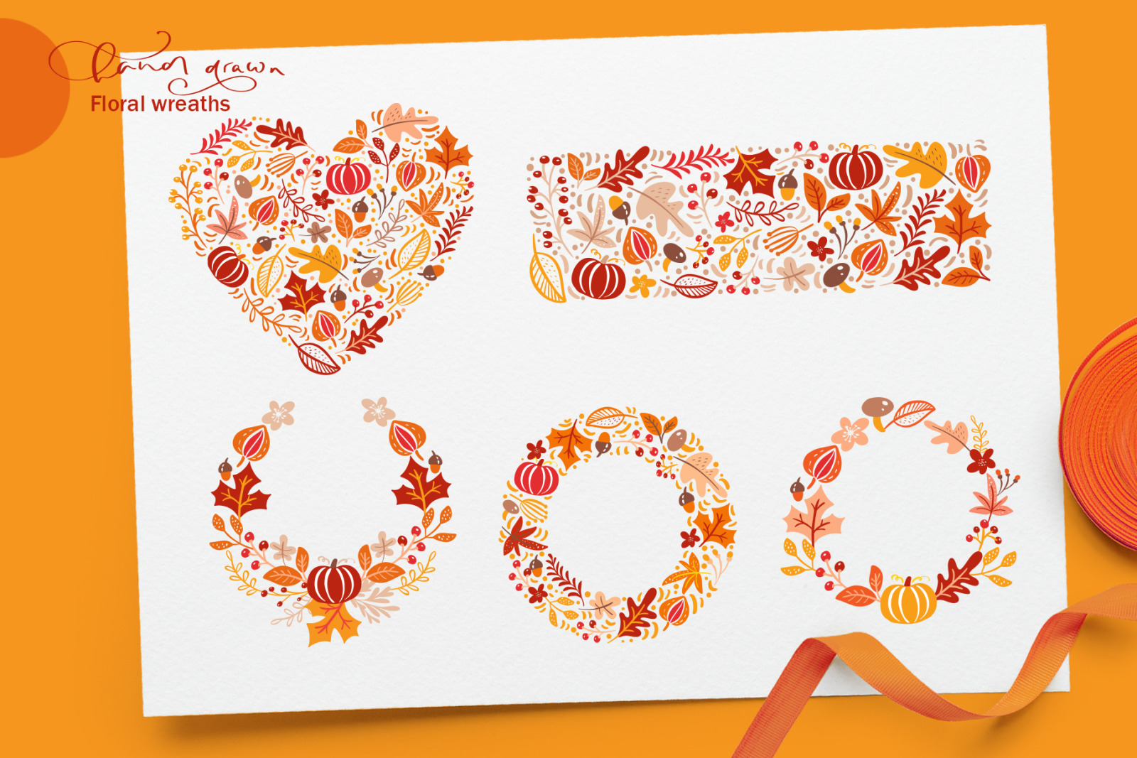 Autumn vector calligraphy &amp; floral elements