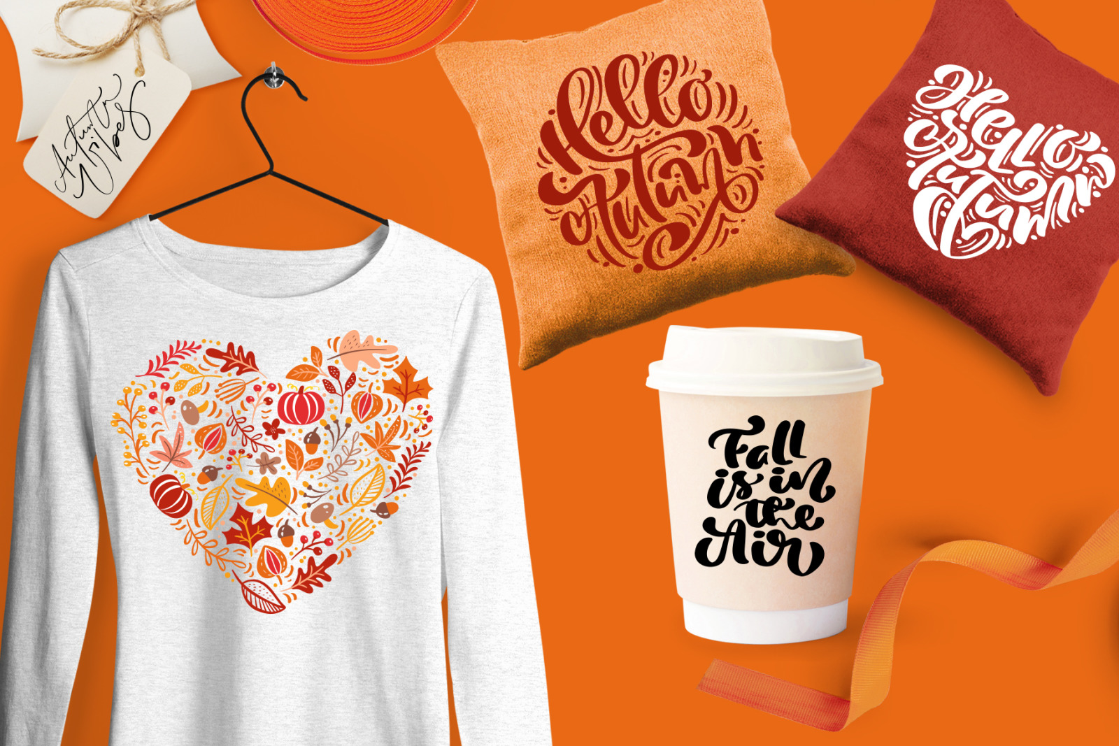 Autumn vector calligraphy &amp; floral elements