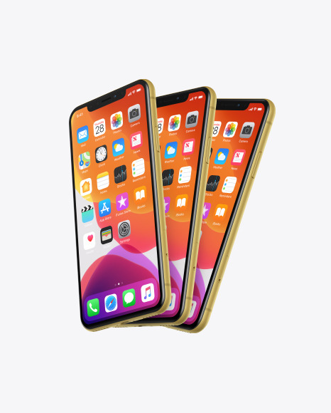 Three iPhones XR Mockup