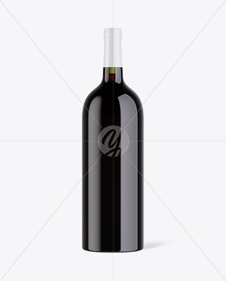 1L Green Bottle of Red Wine Mockup